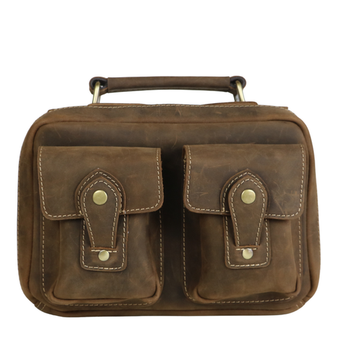 #206 Unisex Distressed Leather Satchel - No Concealment