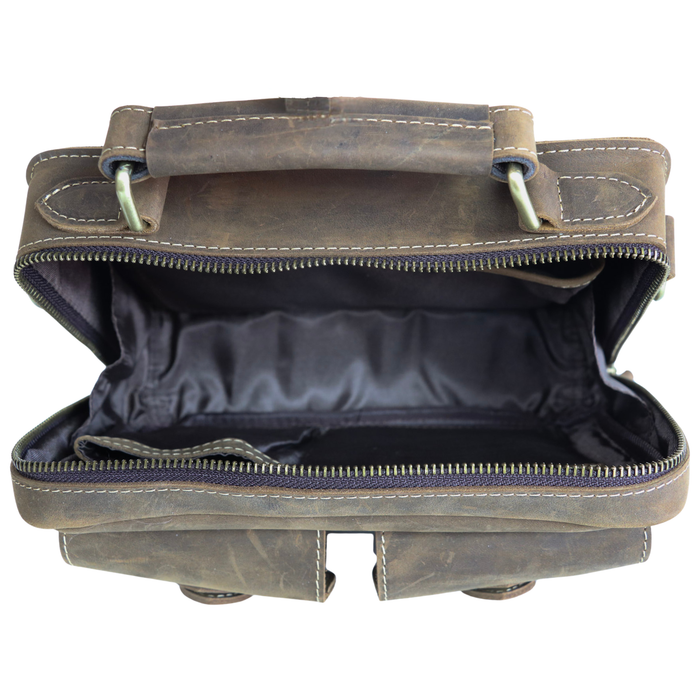 #206 Unisex Distressed Leather Satchel - No Concealment