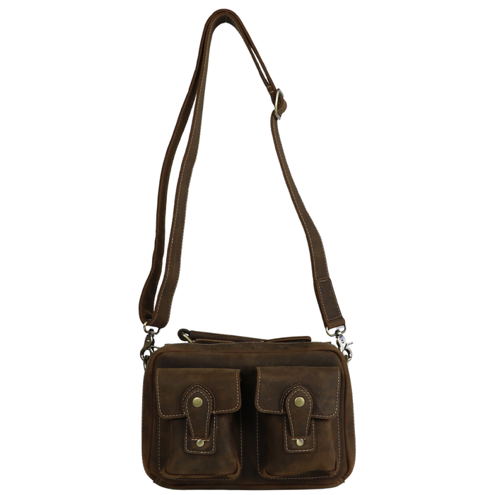 #206 Unisex Distressed Leather Satchel - No Concealment