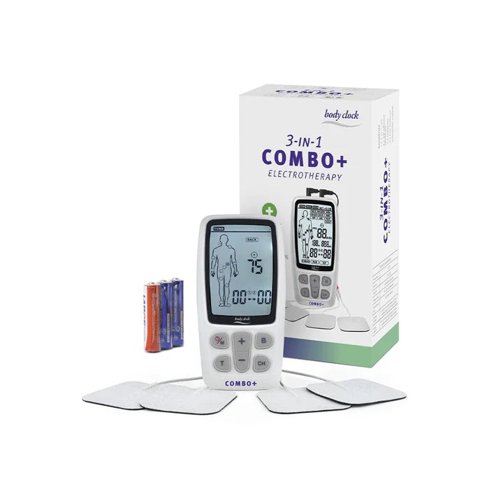Elle TENS Combo Plus electrotherapy device with retail packaging