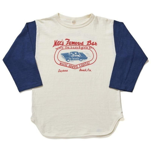 4800 7/8 SLEEVE BASEBALL TEE MAC'S FAMOUS BAR - CREAM/NAVY