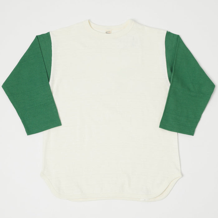 4800 7/8 SLEEVE BASEBALL TEE PLAIN - CREAM/L.GREEN