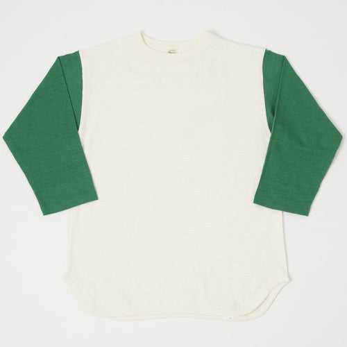 4800 7/8 SLEEVE BASEBALL TEE PLAIN - CREAM/L.GREEN