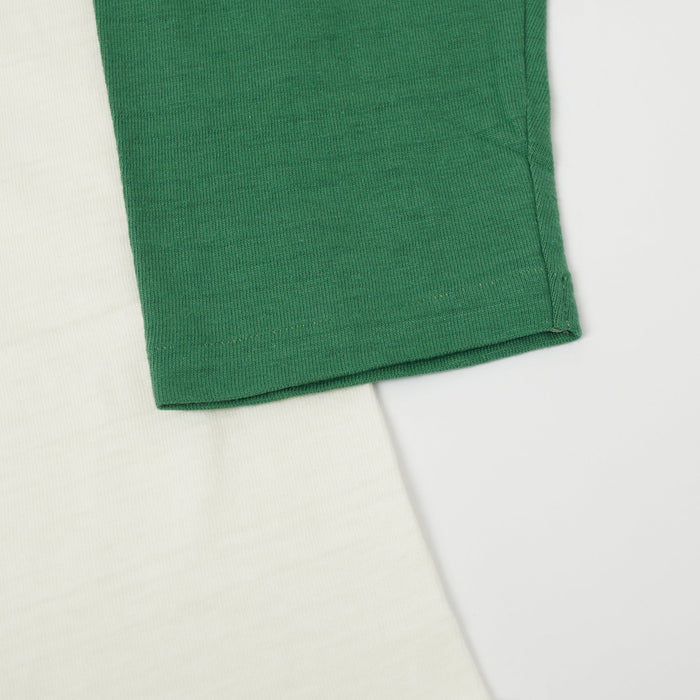4800 7/8 SLEEVE BASEBALL TEE PLAIN - CREAM/L.GREEN