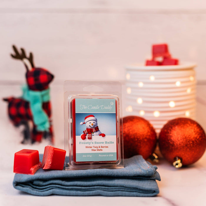 5 Pack - Frosty's Snow Balls - Winter Twig & Berries Scented Wax Melt - 2 Ounces x 5 Packs = 10 Ounces - The Candle Daddy