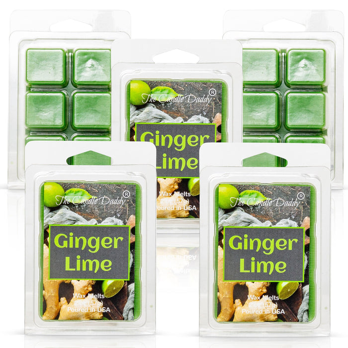 5 Pack - Ginger Lime - Fruity Ginger Lime Scented Melt- Maximum Scent Wax Cubes/Melts - 2 Ounces x 5 Packs = 10 Ounces - The Candle Daddy