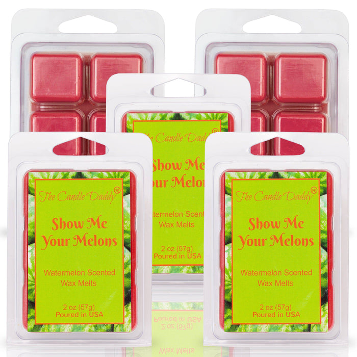 5 Pack - Show Me Your Melons II - Ripe Juicy Watermelon Scented Melt - 2 Ounces x 5 Packs = 10 Ounces - The Candle Daddy