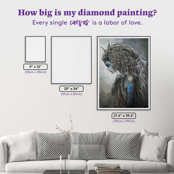Diamond Painting 9 Lives 27.6" x 39" (70cm x 99cm) / Square with 39 Colors including 4 ABs / 108,584