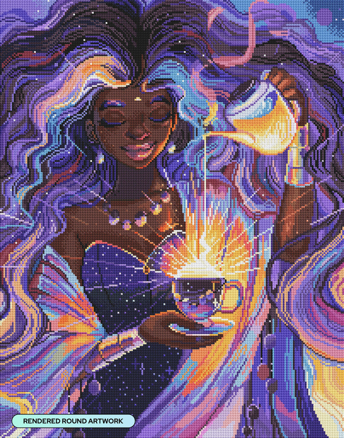 Diamond Painting A Cup of Sunshine 22" x 28" (55.6cm x 70.7cm) / Round with 61 Colors including 3 ABs and 5 Fairy Dust Diamonds / 51,914