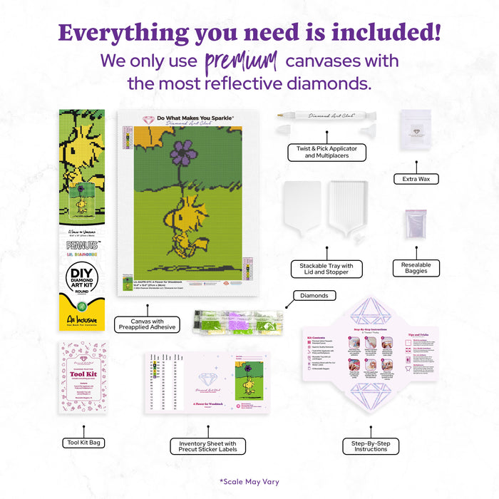 Diamond Painting A Flower for Woodstock 10.6" x 15" (27cm x 38cm) / Round With 6 Colors including 1 AB Diamonds and 1 Fairy Dust Diamonds / 13,056