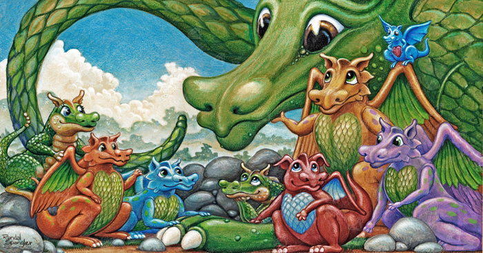 Diamond Painting A Gathering of Dragons & Draglings 20" x 38" (50.7cm x 96.7cm) / Round with 59 Colors including 4 ABs / 62,445