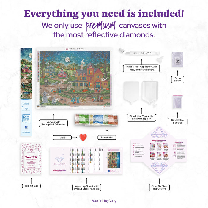 Diamond Painting A Ghostly Good Night! 35.4" x 27.6" (90cm x 70cm) / Square with 60 Colors including 3 ABs and 2 Fairy Dust Diamonds / 101,441