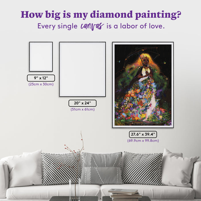 Diamond Painting A Stroll in the Rain 27.6" x 39.4" (69.9cm x 99.8cm) / Square with 94 Colors including 3 ABs and 1 Electro Diamond and 3 Fairy Dust Diamonds / 112,681