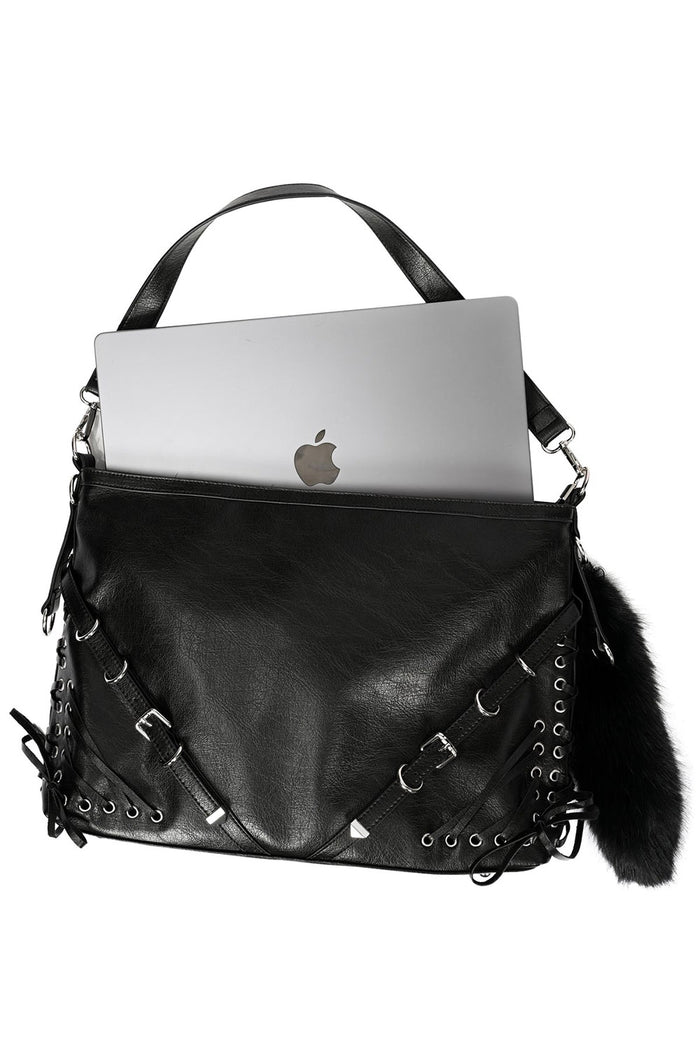 buckled black large slouchy bag
