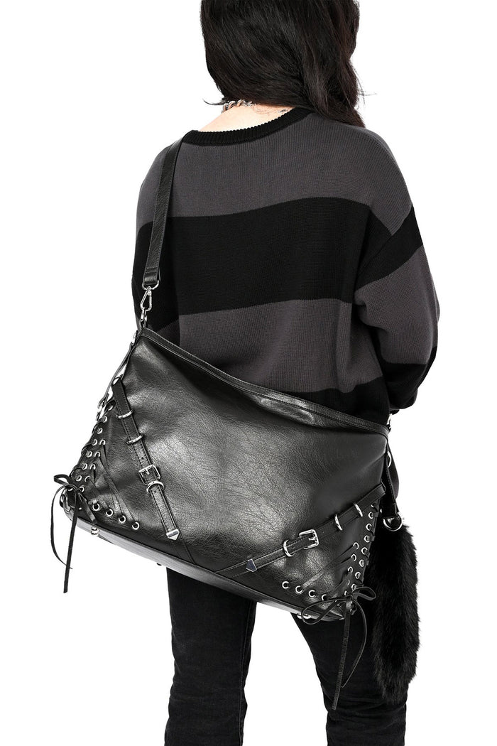 foxblood vegan leather black large slouchy bag