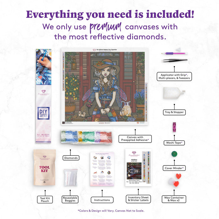 Diamond Painting Adaline 31.5" x 27.6″ (80cm x 70cm) / Square with 56 Colors including 2 ABs / 87,807