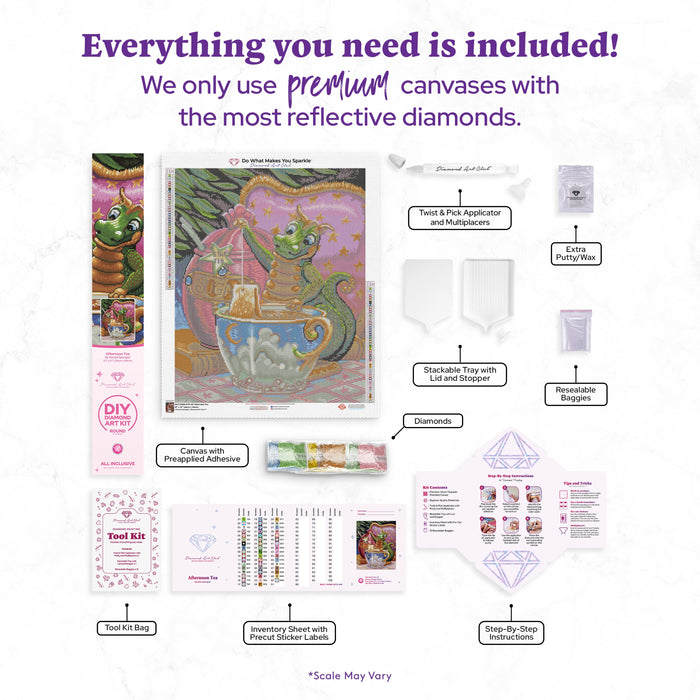 Diamond Painting Afternoon Tea 22" x 27″ (56cm x 69cm) / Round with 50 Colors including 3 ABs / 48,554