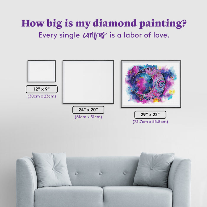Diamond Painting Aim for the Moon 29" x 22" (73.7cm x 55.8cm) / Round with 60 Colors including 3 ABs and 1 Fairy Dust Diamonds / 52,337