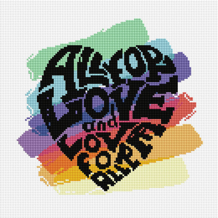 Diamond Painting All For Love 13" x 13" (33cm x 33cm) / Square with 14 Colors including 6 ABs / 16,900