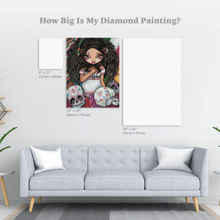 Diamond Painting Angel De Los Muertos 22" x 29″ (56cm x 74cm) / Round with 50 Colors including 2 ABs / 52,335