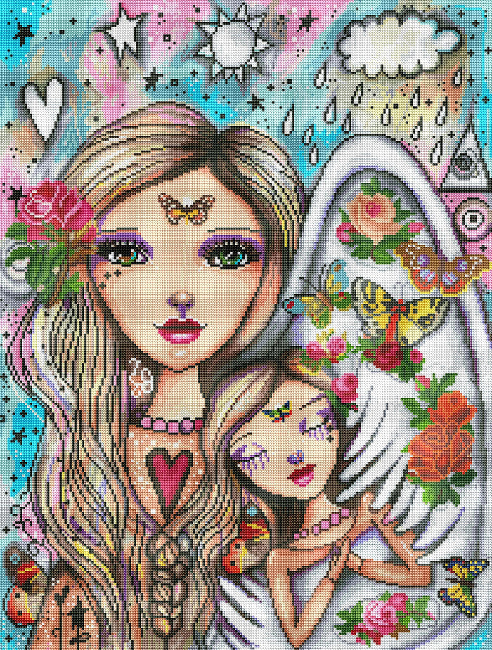 Diamond Painting Angels With You 22" x 29″ (56cm x 74cm) / Round with 60 Colors including 4 ABs / 52,336