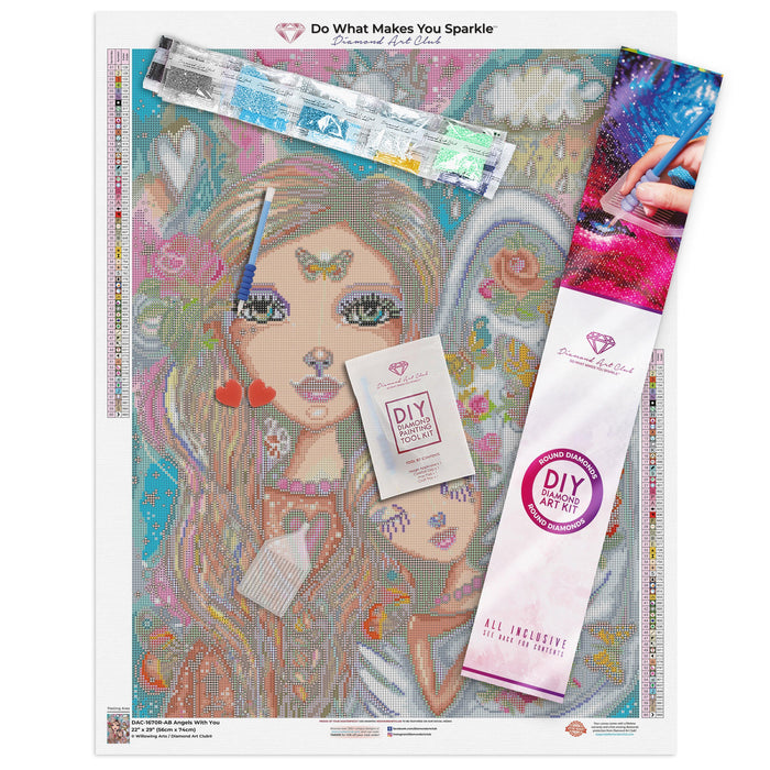 Diamond Painting Angels With You 22" x 29″ (56cm x 74cm) / Round with 60 Colors including 4 ABs / 52,336