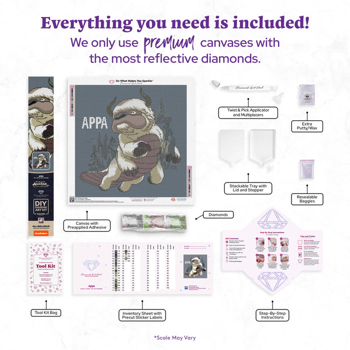 Diamond Painting Appa 22" x 22" (55.8cm x 55.8cm) / Square with 22 Colors including 1 AB and 1 Fairy Dust Diamond / 50,176