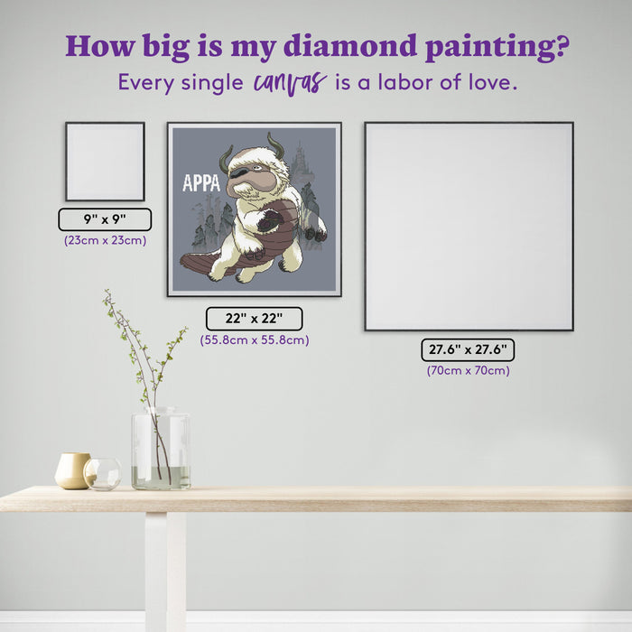 Diamond Painting Appa 22" x 22" (55.8cm x 55.8cm) / Square with 22 Colors including 1 AB and 1 Fairy Dust Diamond / 50,176