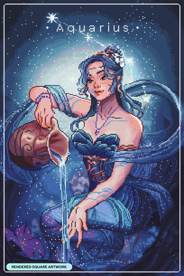 Diamond Painting Aquarius - CB 20" x 30" (50.8cm x 76cm) / Square with 64 Colors including 2 ABs, 5 Fairy Dust Diamonds and 1 Iridescent Diamonds / 62,220