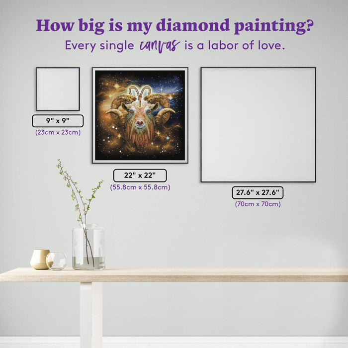 Diamond Painting Aries 22" x 22" (55.8cm x 55.8cm) / Square with 52 Colors including 3 ABs / 50,176