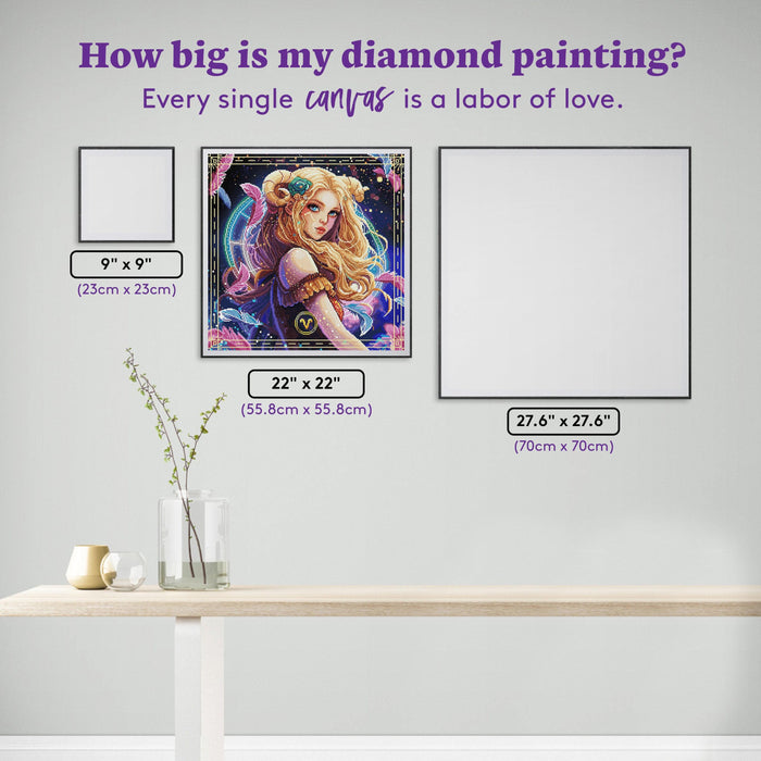 Diamond Painting Aries 22" x 22" (55.8cm x 55.8cm) / Square with 64 Colors including 4 ABs and 1 Iridescent Diamonds / 50,176
