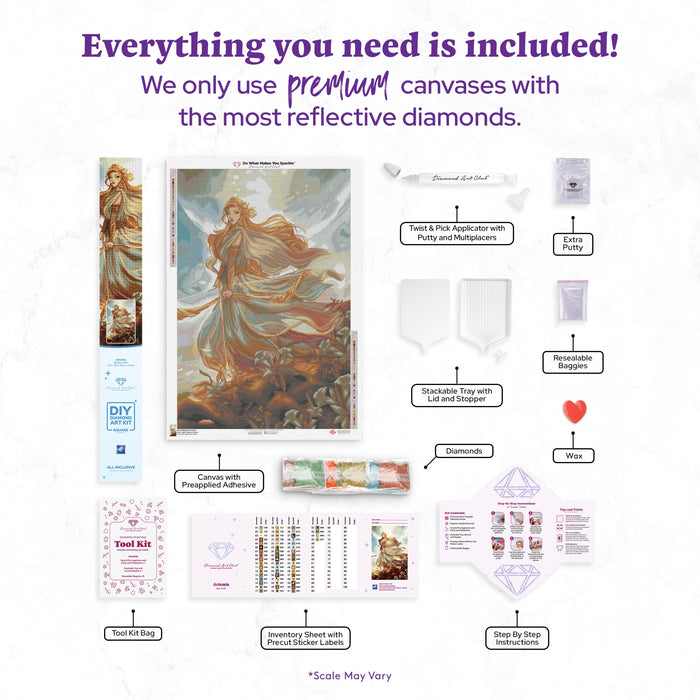 Diamond Painting Artemis 25.6" x 38.2" (65cm x 97cm) / Square with 55 Colors including 3 ABs and 1 Fairy Dust Diamonds / 101,529