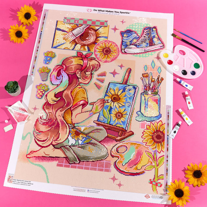 Diamond Painting Artsy Girl 25.6" x 35.4" (65cm x 89.9cm) / Square With 62 Colors Including 2 ABs and 6 Fairy Dust Diamonds / 94,221