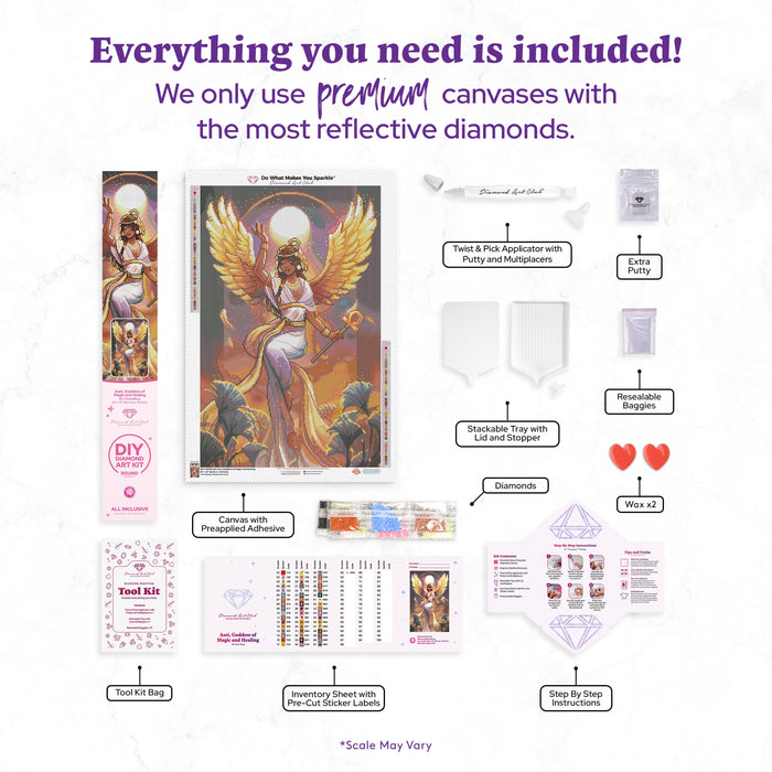 Diamond Painting Aset, Goddess of Magic and Healing 20" x 31" (50.7cm x 78.7cm) / Round with 52 Colors including 3 ABs and 1 Fairy Dust Diamonds / 50,861