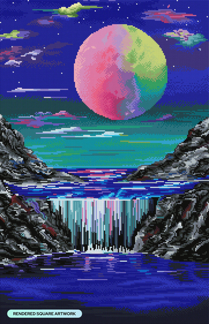 Diamond Painting Aurora Falls 17.7" x 27.5" (45.1cm x 70cm) / Square with 62 Colors including 2 ABs and 1 Fairy Dust Diamonds / 50,861