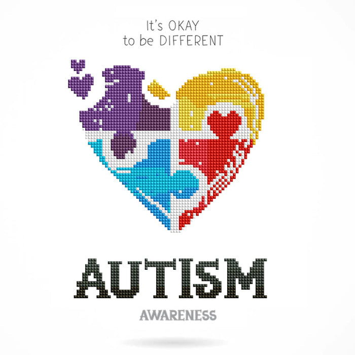 Diamond Painting Autism Awareness 12.6" x 12.6″ (32cm x 32cm) / Square With 12 Colors Including 1 AB / 2,979