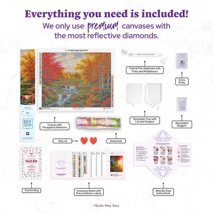 Diamond Painting Autumn Glory 28" x 22" (70.7cm x 55.8cm) / Square with 49 Colors including 4 ABs / 63,616