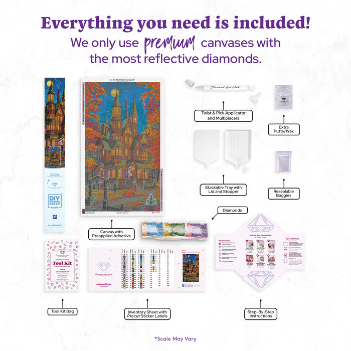 Diamond Painting Autumn Magic 27.6" x 47.2" (69.9cm x 119.7cm) / Square with 60 Colors including 2 ABs and 1 Frosted Diamond and 1 Fairy Dust Diamond / 135,161