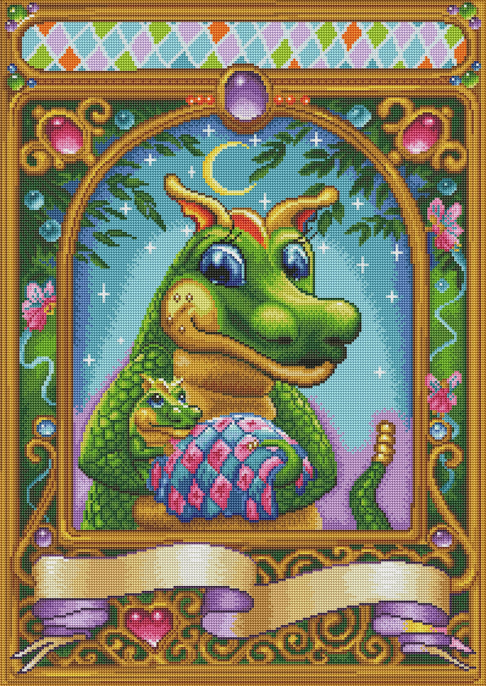 Diamond Painting Baby Dragling 22" x 31" (56cm x 79cm) / Round with 63 Colors including 5 ABs / 55,919