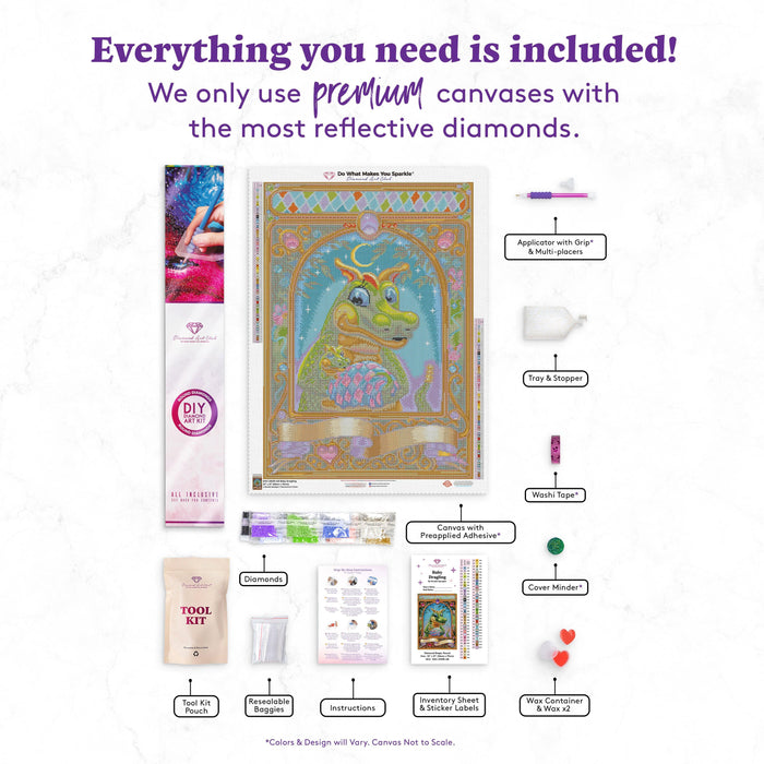 Diamond Painting Baby Dragling 22" x 31" (56cm x 79cm) / Round with 63 Colors including 5 ABs / 55,919