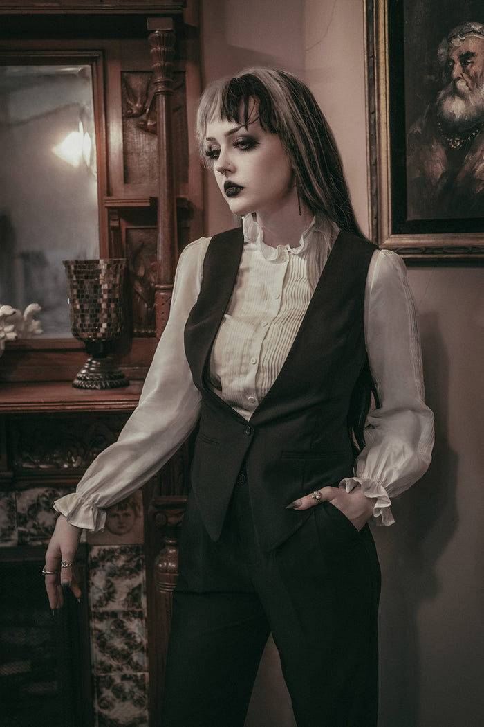 womens gothic long sleeve white blouse