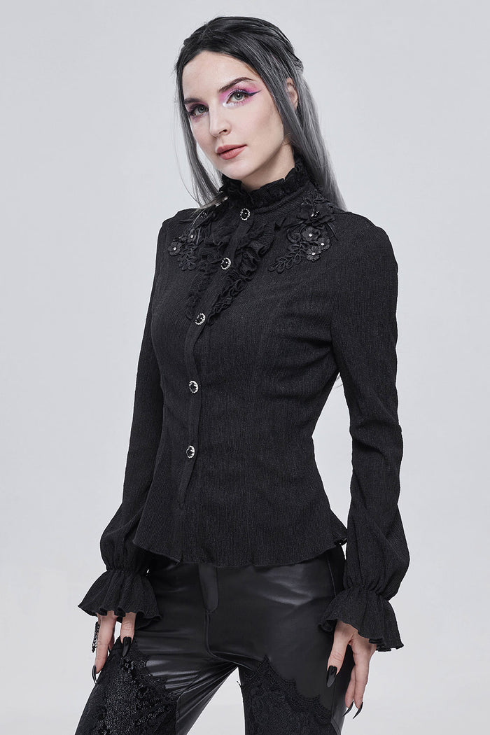 beaded button-down gothic blouse