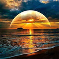 Diamond Painting Beach Sunset Square / 16.5″ x 16.5″ (42cm x 42cm) / 33 Colors