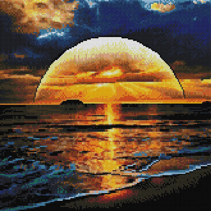 Diamond Painting Beach Sunset Square / 16.5″ x 16.5″ (42cm x 42cm) / 33 Colors
