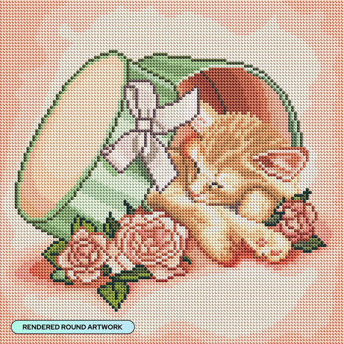 Diamond Painting Bed of Roses 13" x 13" (32.8cm x 32.8cm) / Round with 29 Colors including 1 ABs and 2 Fairy Dust Diamonds / 13,689
