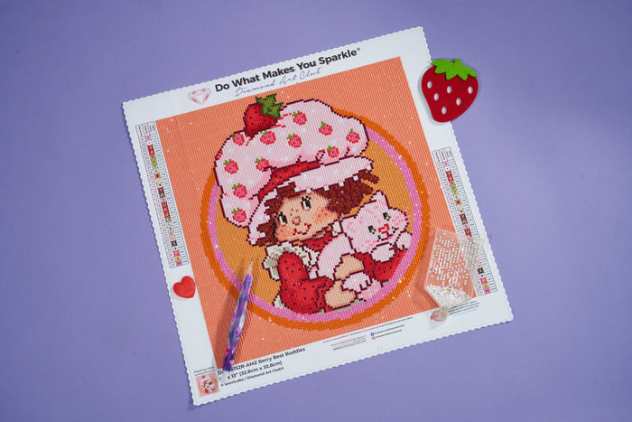 Diamond Painting Berry Best Buddies-AMZ 13" x 13" (32.8cm x 32.8cm) / Round with 27 Colors including 2 AB Diamonds and 1 Fairy Dust Diamonds / 13,689