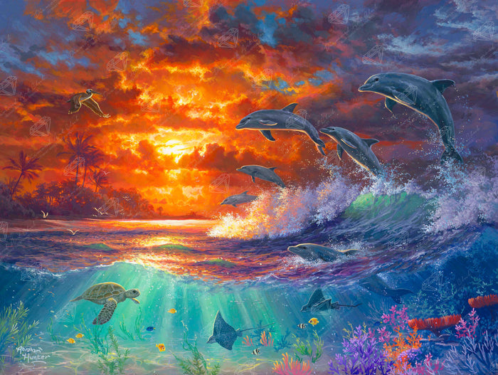 Diamond Painting Beyond the Shore 36.6" x 27.6" (93cm x 70cm) / Square With 71 Colors including 5 AB and 1 Fairy Dust Diamonds / 104,813