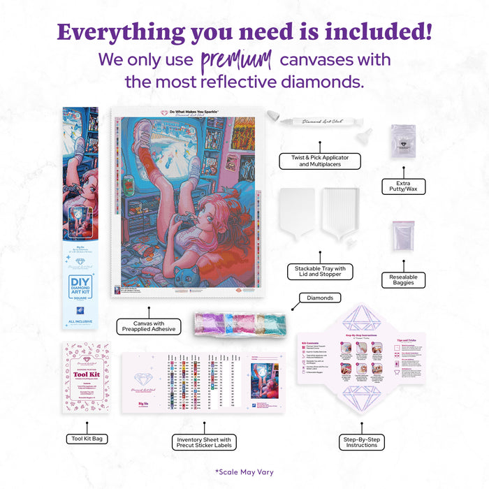 Diamond Painting Big Sis 22" x 28" (55.8cm x 70.7cm) / Square With 61 Colors Including 4 ABs / 63,616