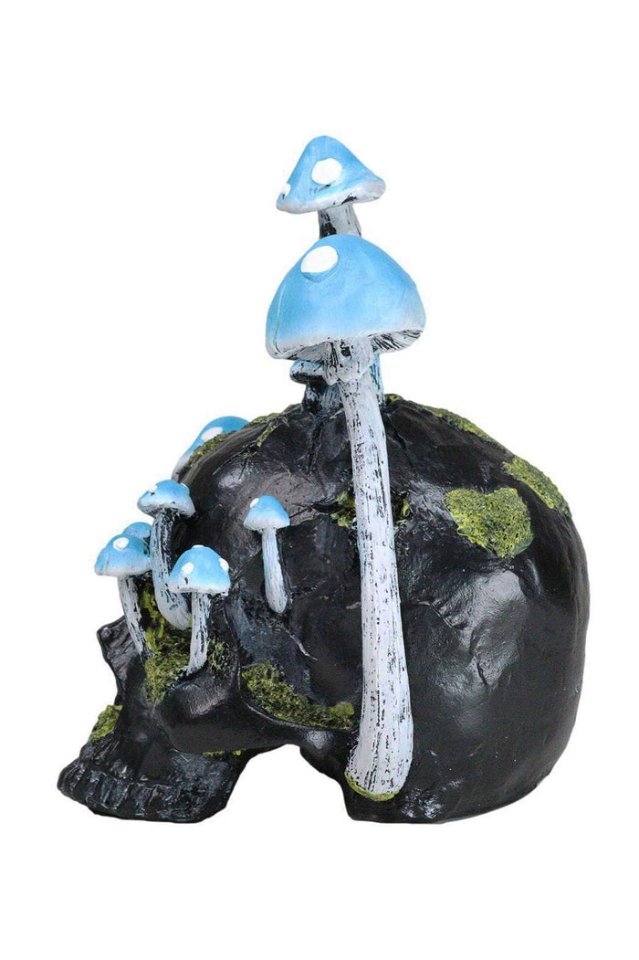 black skull mushroom figurine