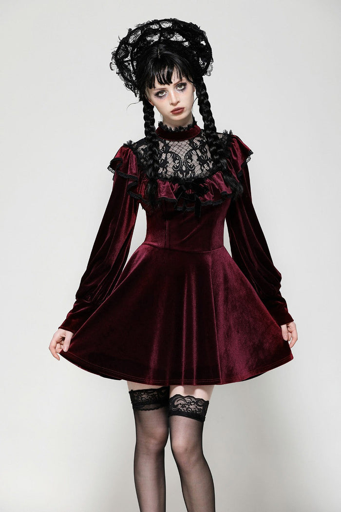 red velvet vintage inspired goth dress